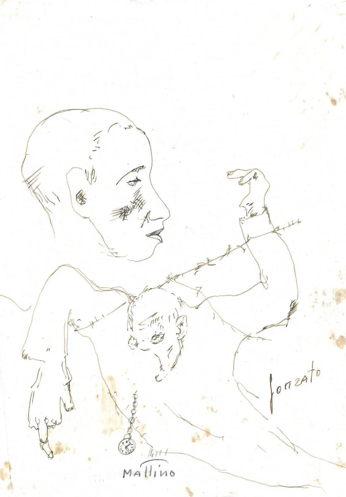 Disegno di Guido Gonzato dal libro Le voci tragiche