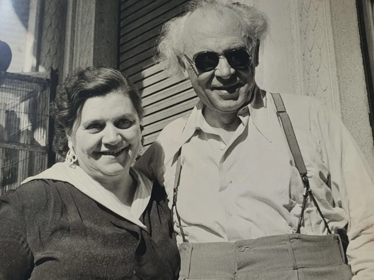 Portrait of artist Guido Gonzato together with his wife